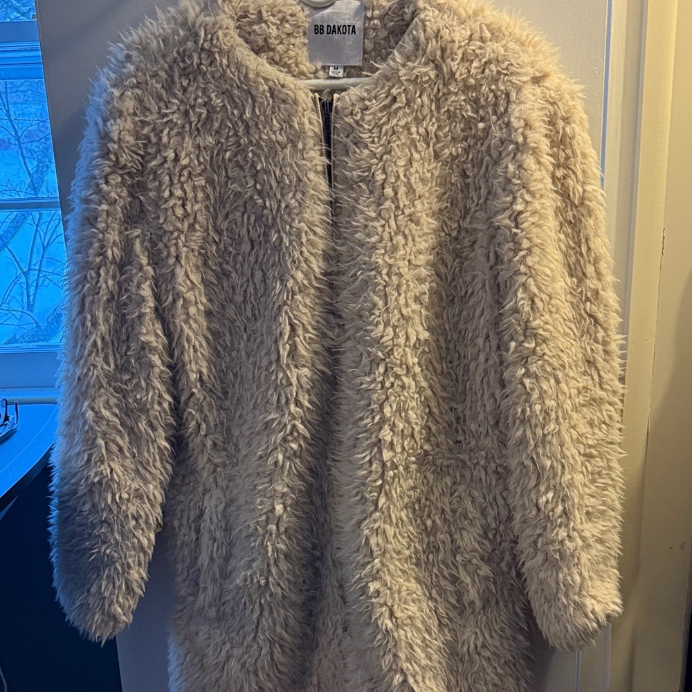 BB Dakota Beige Faux Fur Jacket